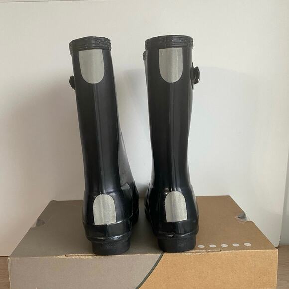 Hunter Original Kids Black Gloss Slip On Rain Boots- US 13 Boy/ 1 Girl - Picture 4 of 10